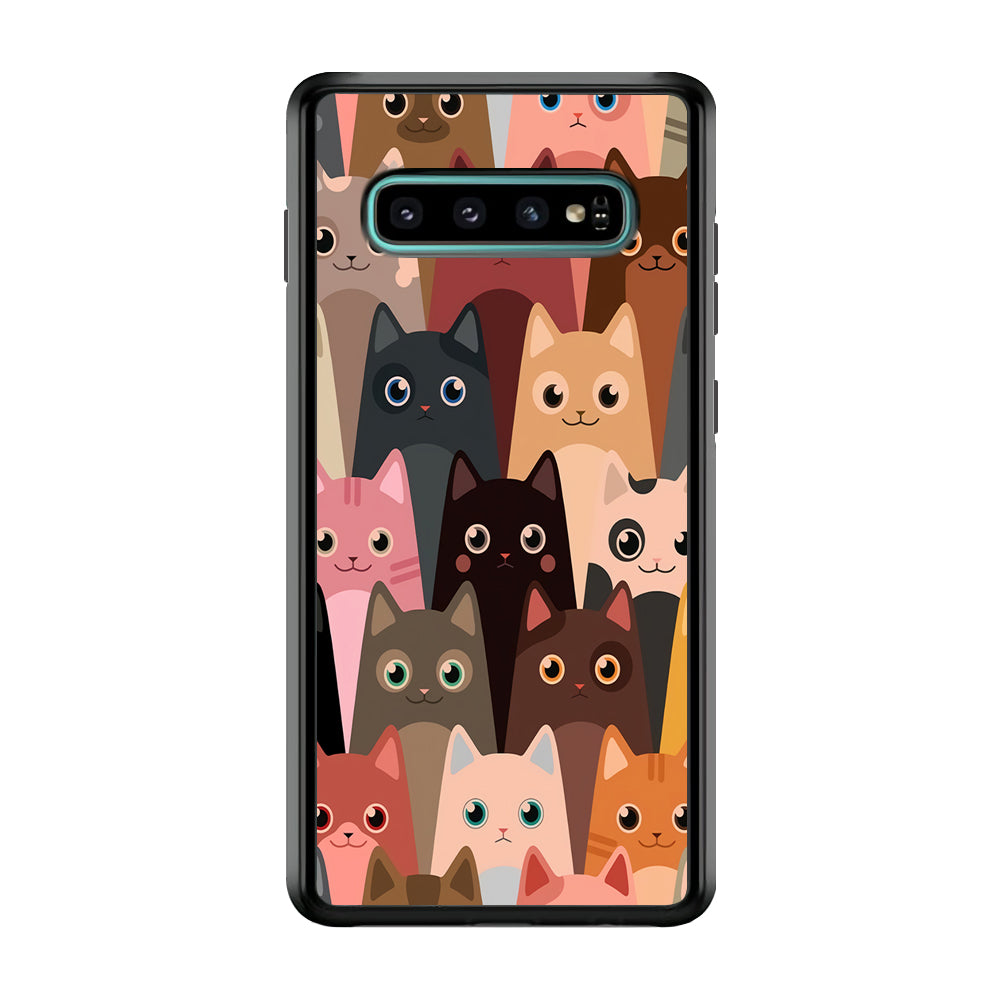 Cute Cat Doodle Samsung Galaxy S10 Case-Phone Case-Rubber Black (2D Case)-Altracase