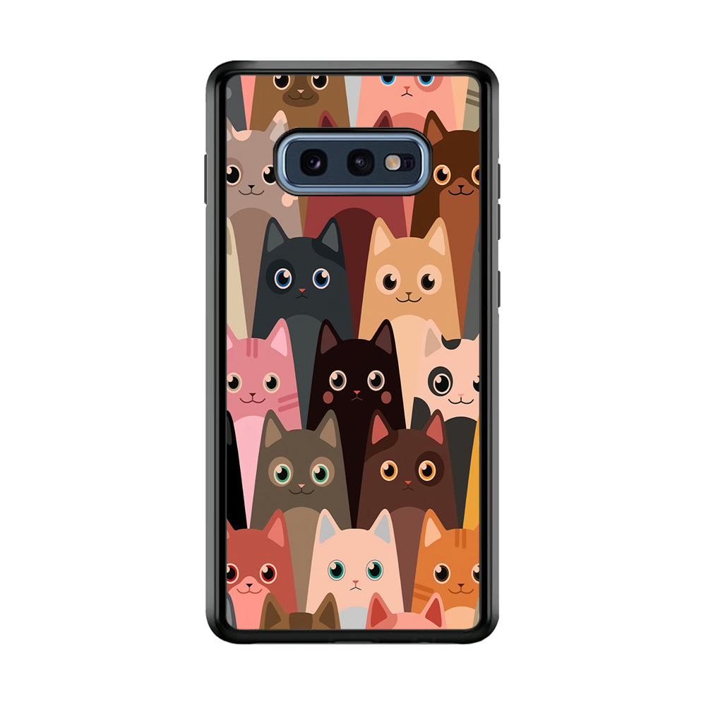 Cute Cat Doodle Samsung Galaxy S10E Case-Phone Case-Rubber Black (2D Case)-Altracase