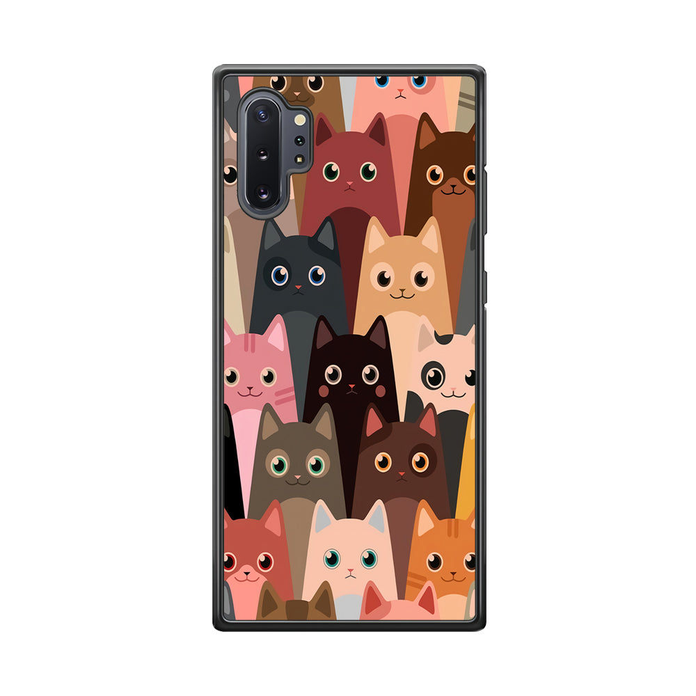 Cute Cat Doodle Samsung Galaxy Note 10 Plus Case-Phone Case-Rubber Black (2D Case)-Altracase