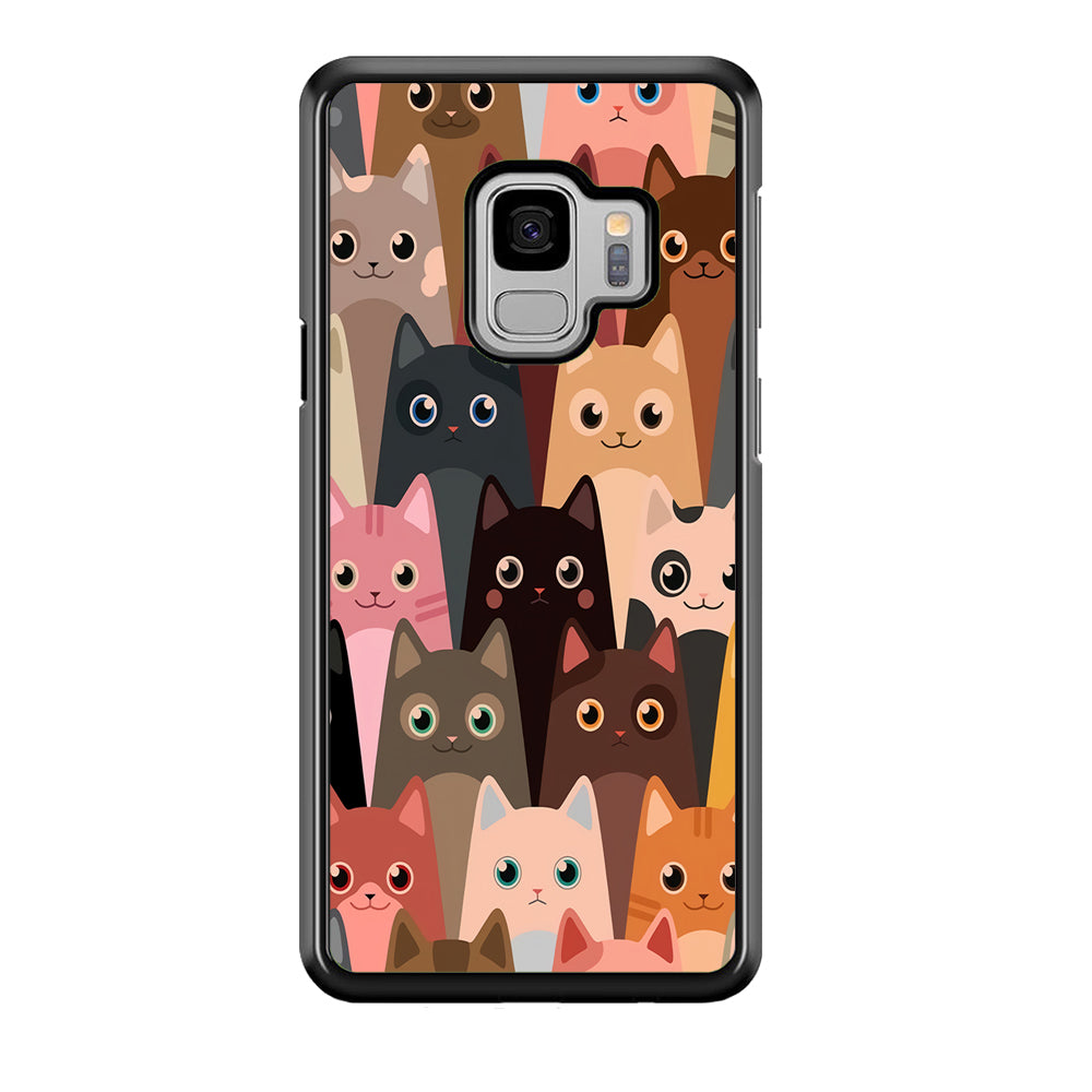 Cute Cat Doodle Samsung Galaxy S9 Case-Phone Case-Rubber Black (2D Case)-Altracase