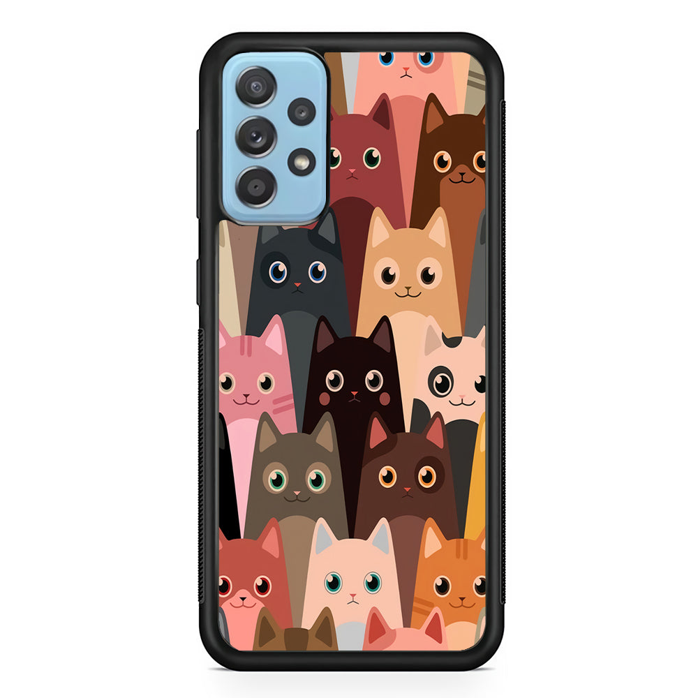 Cute Cat Doodle Samsung Galaxy A52 Case-Phone Case-Rubber Black (2D Case)-Altracase