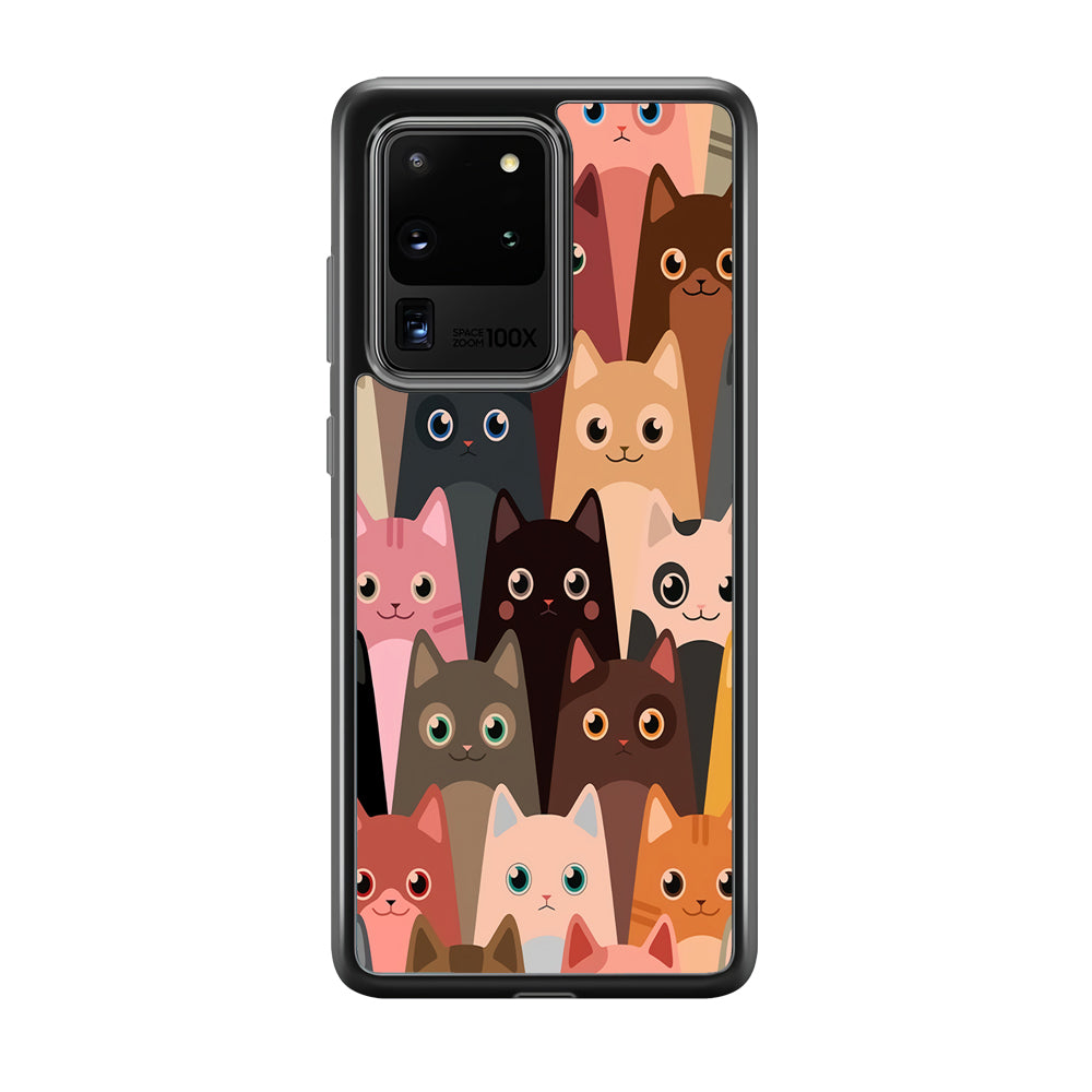 Cute Cat Doodle Samsung Galaxy S20 Ultra Case-Phone Case-Tempered Glass Case-Altracase