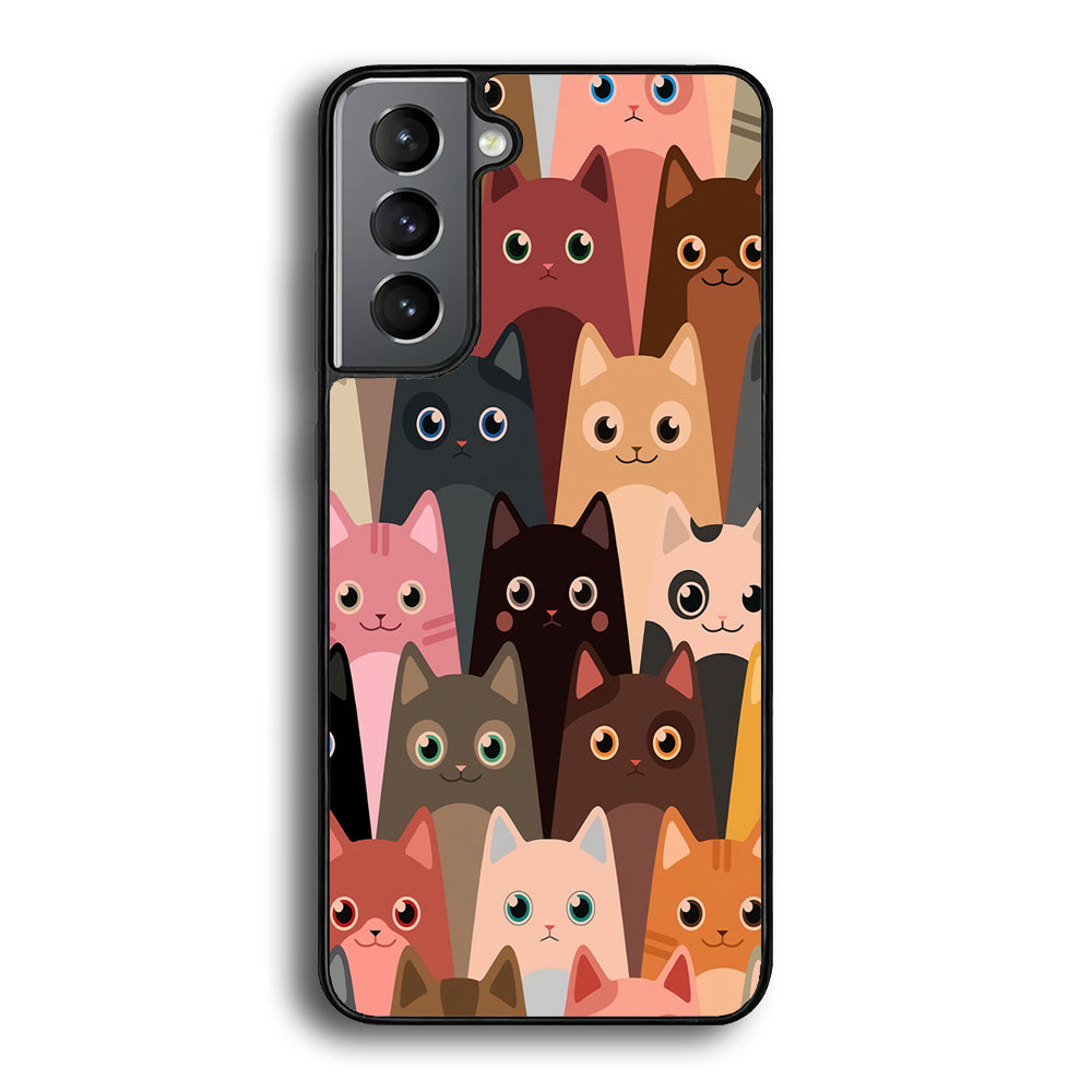 Cute Cat Doodle Samsung Galaxy S21 Case-Phone Case-Rubber Black (2D Case)-Altracase