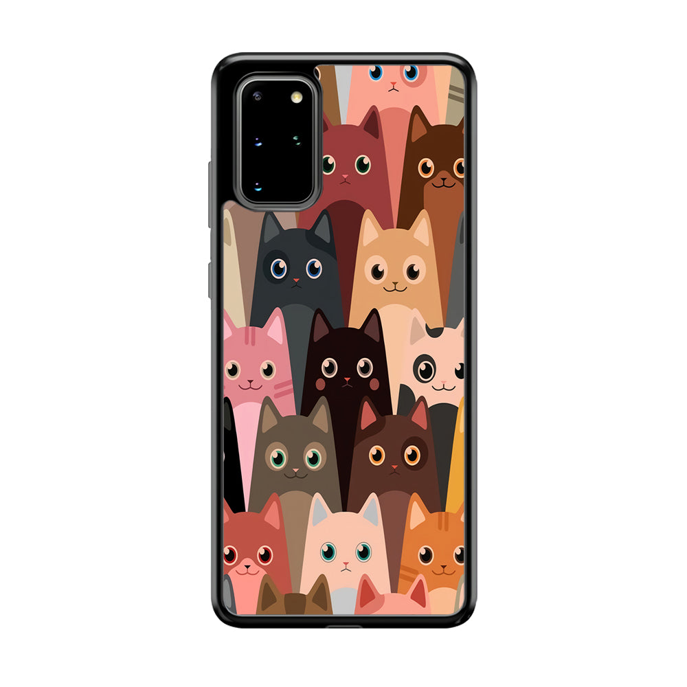 Cute Cat Doodle Samsung Galaxy S20 Plus Case-Phone Case-Rubber Black (2D Case)-Altracase
