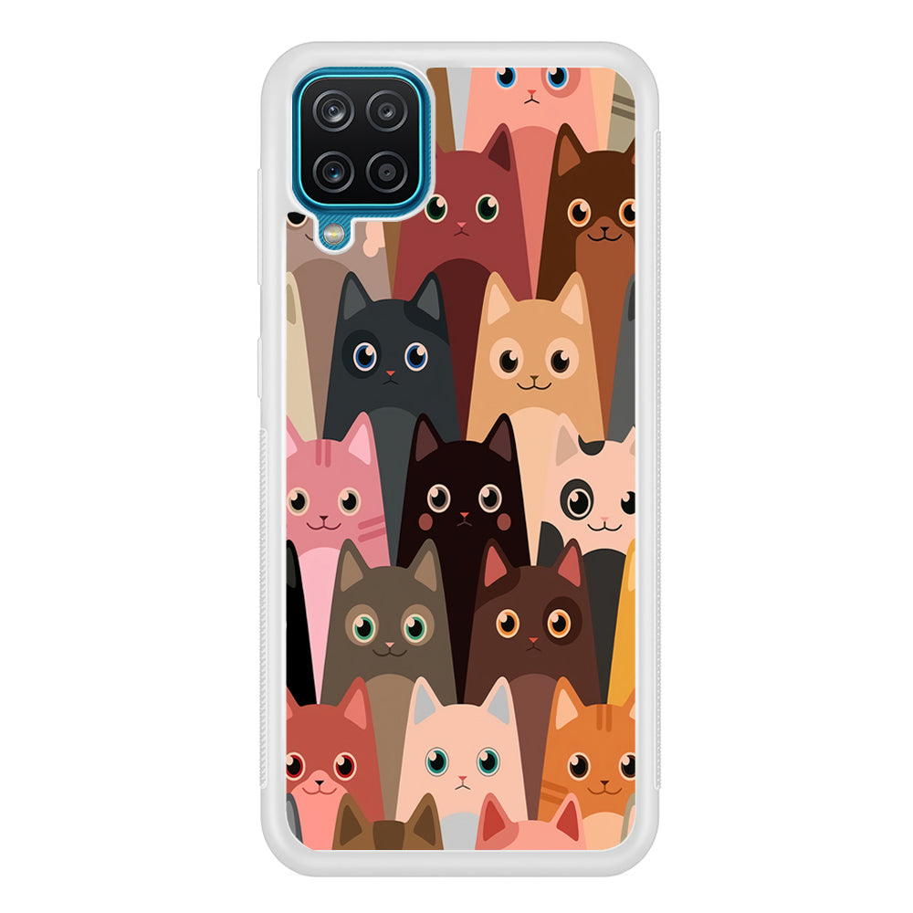 Cute Cat Doodle Samsung Galaxy A12 Case-Phone Case-Rubber Black (2D Case)-Altracase