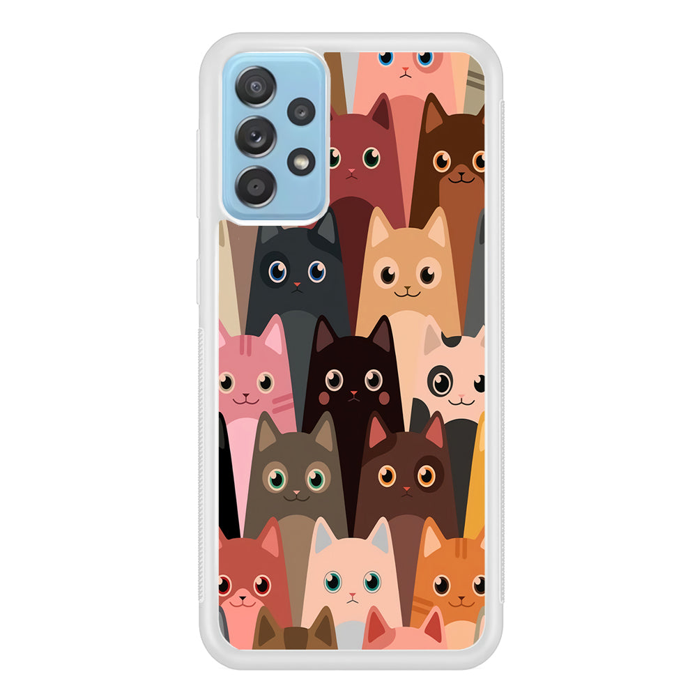 Cute Cat Doodle Samsung Galaxy A52 Case-Phone Case-Rubber White (2D Case)-Altracase