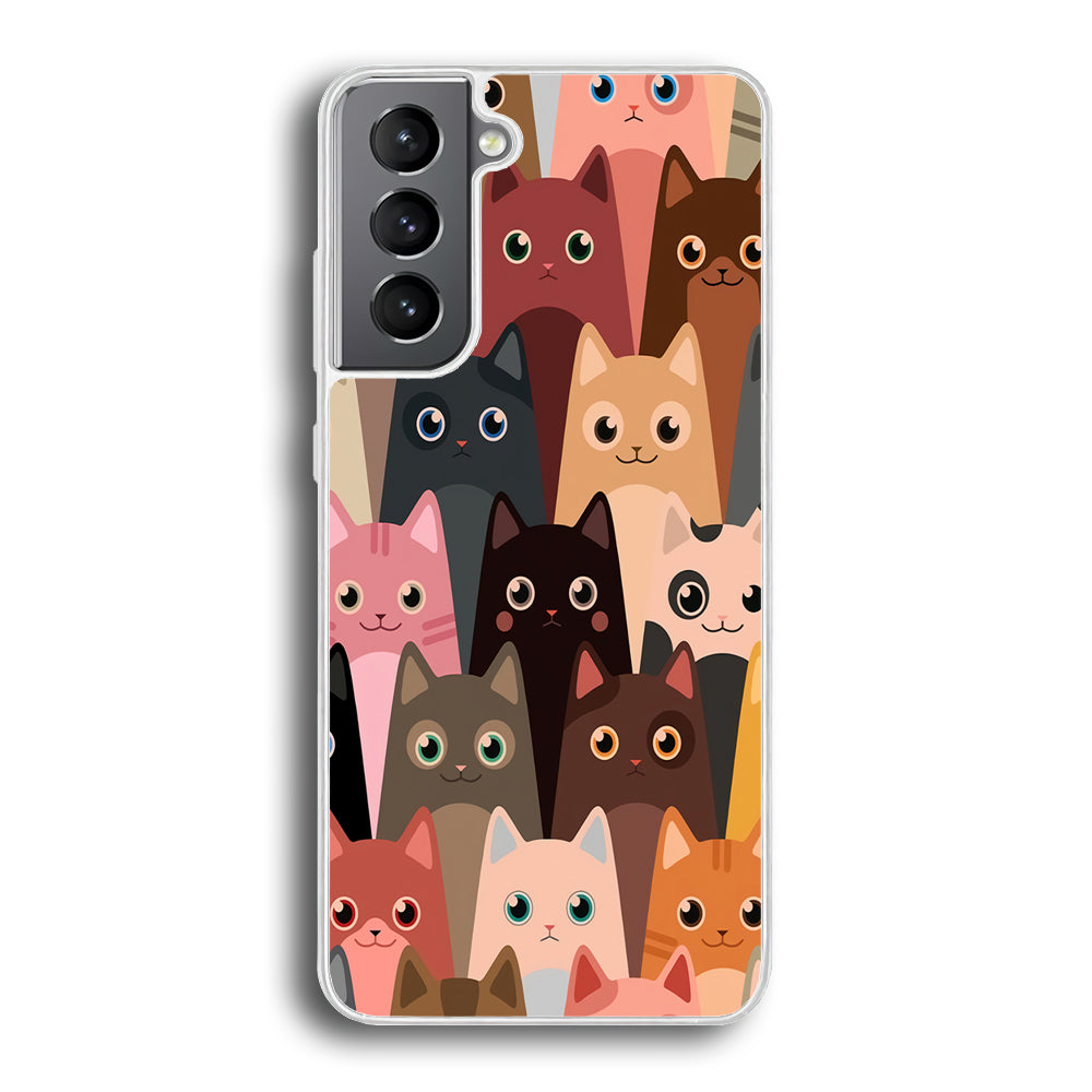 Cute Cat Doodle Samsung Galaxy S21 Plus Case-Phone Case-Rubber White (2D Case)-Altracase