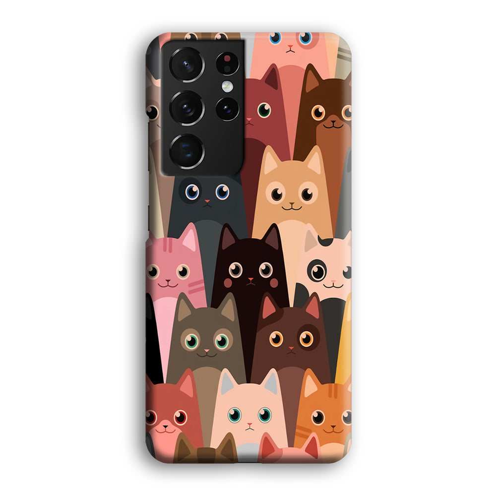 Cute Cat Doodle Samsung Galaxy S21 Ultra Case-Phone Case-3D Case-Altracase