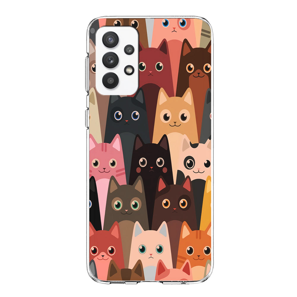 Cute Cat Doodle Samsung Galaxy A32 Case-Phone Case-Clear Soft Case-Altracase