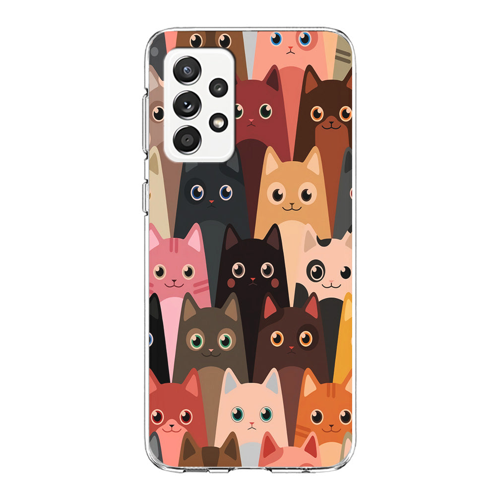 Cute Cat Doodle Samsung Galaxy A72 Case-Phone Case-Clear Soft Case-Altracase