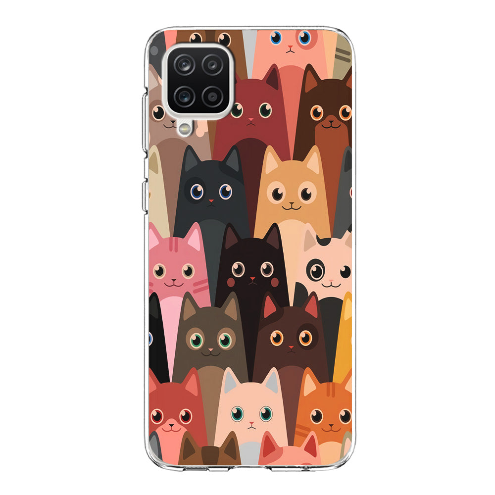 Cute Cat Doodle Samsung Galaxy A12 Case-Phone Case-Clear Soft Case-Altracase