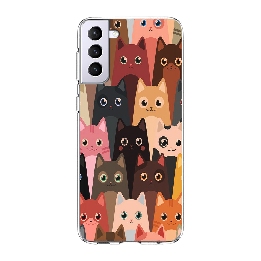 Cute Cat Doodle Samsung Galaxy S21 Plus Case-Phone Case-Clear Soft Case-Altracase