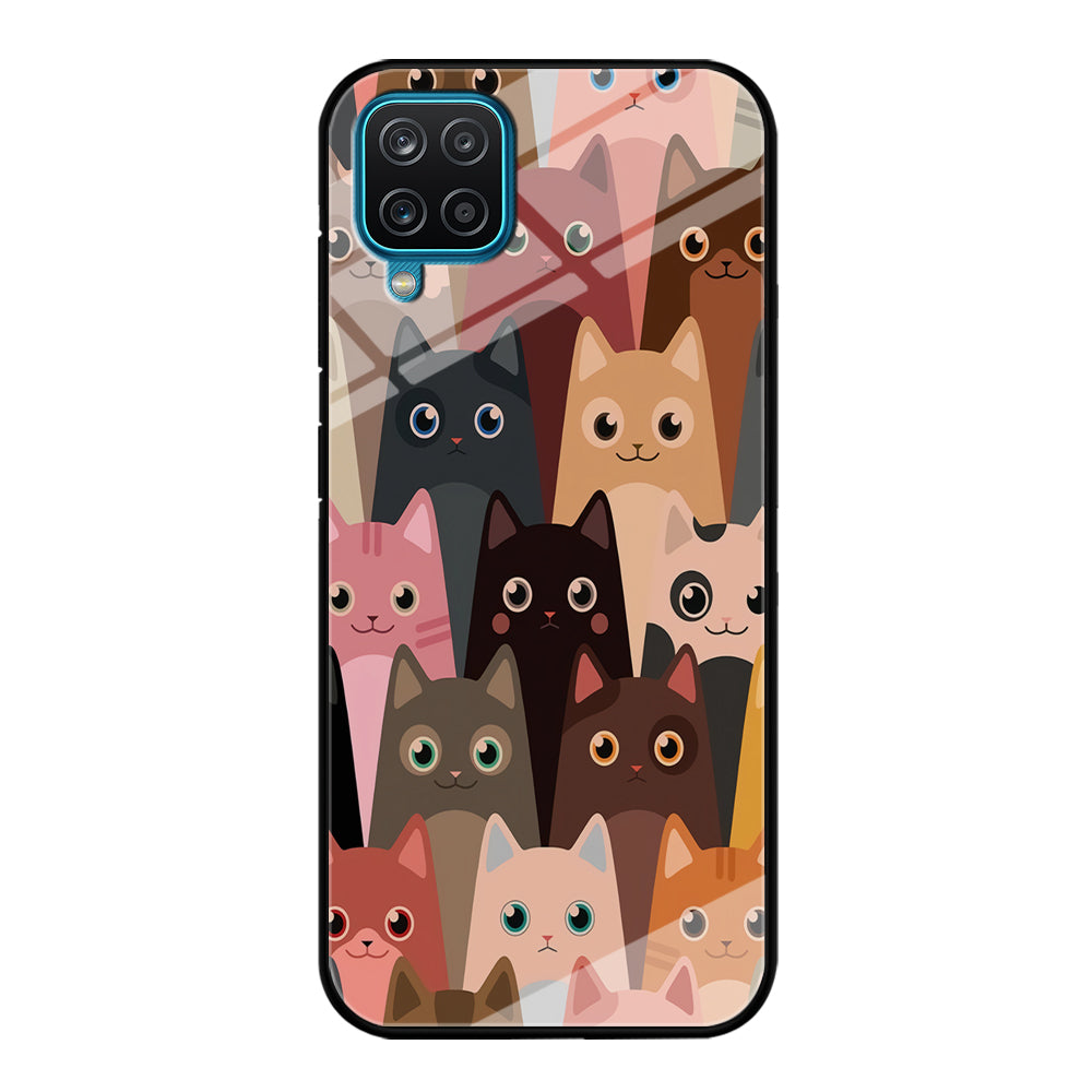 Cute Cat Doodle Samsung Galaxy A12 Case-Phone Case-Tempered Glass Case-Altracase