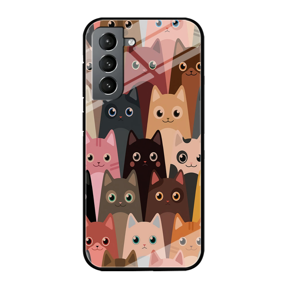 Cute Cat Doodle Samsung Galaxy S22 Plus Case-Phone Case-Tempered Glass Case-Altracase