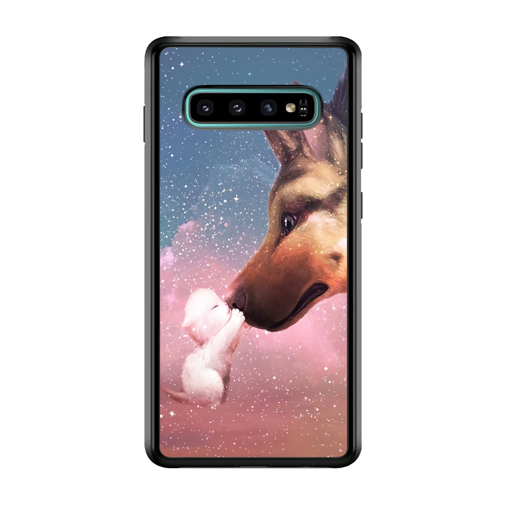 Cute Cat Kiss Dog Samsung Galaxy S10 Case-Phone Case-Rubber Black (2D Case)-Altracase
