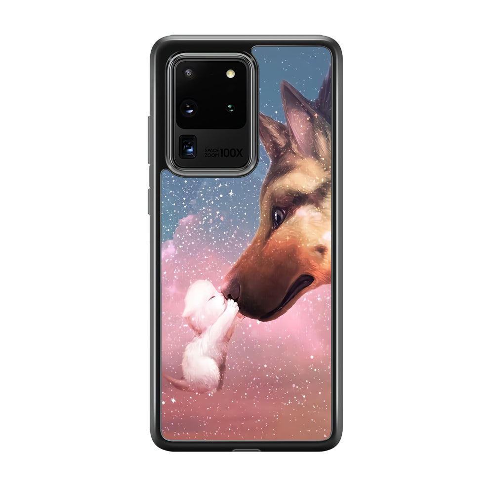 Cute Cat Kiss Dog Samsung Galaxy S20 Ultra Case-Phone Case-Rubber Black (2D Case)-Altracase