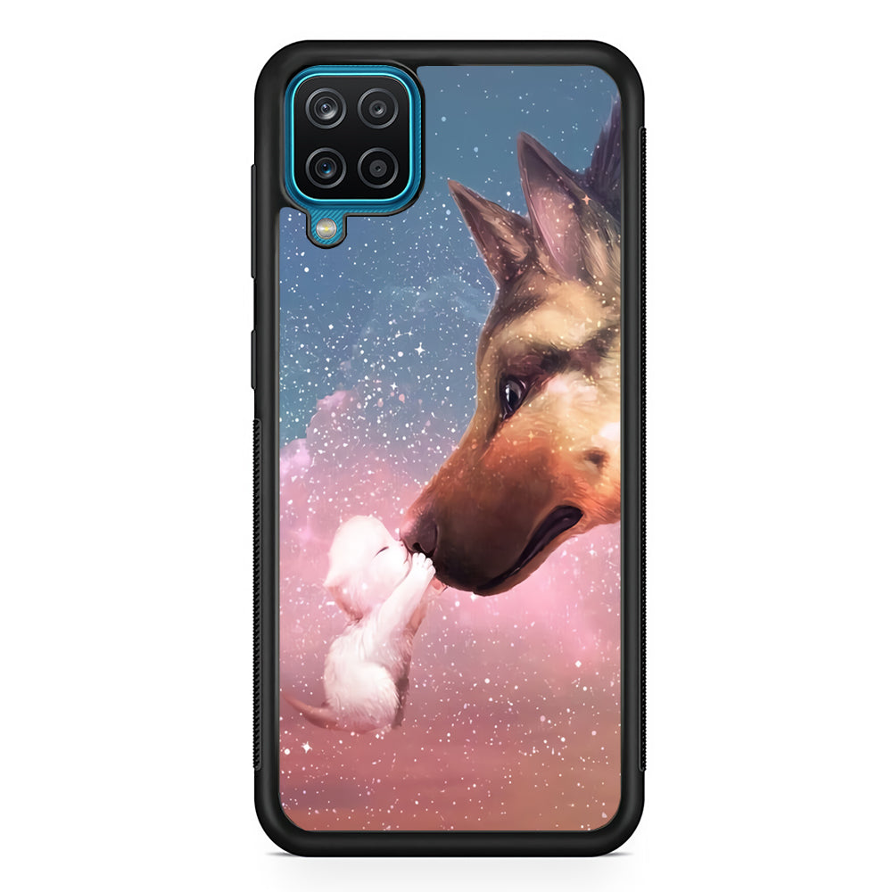 Cute Cat Kiss Dog Samsung Galaxy A12 Case-Phone Case-Rubber Black (2D Case)-Altracase