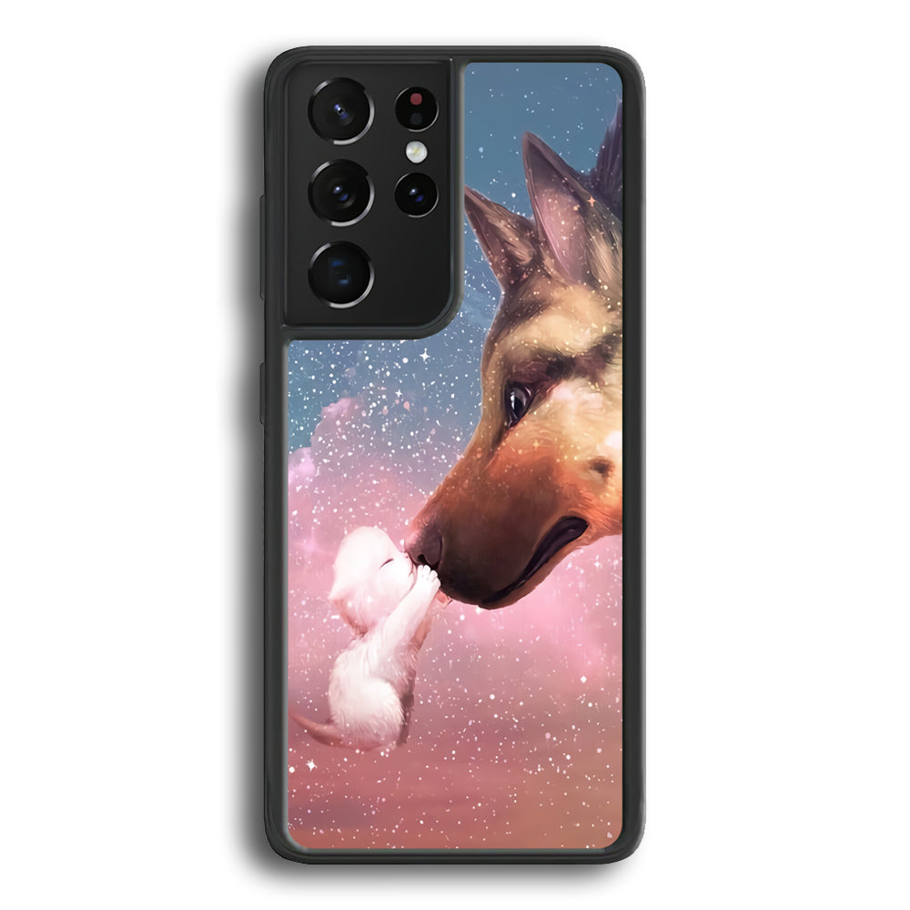 Cute Cat Kiss Dog Samsung Galaxy S21 Ultra Case-Phone Case-Rubber Black (2D Case)-Altracase
