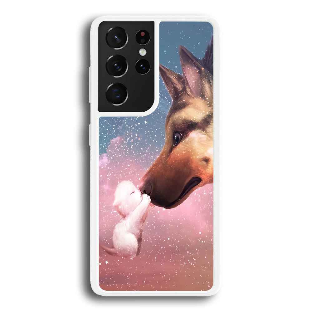 Cute Cat Kiss Dog Samsung Galaxy S21 Ultra Case-Phone Case-Rubber White (2D Case)-Altracase