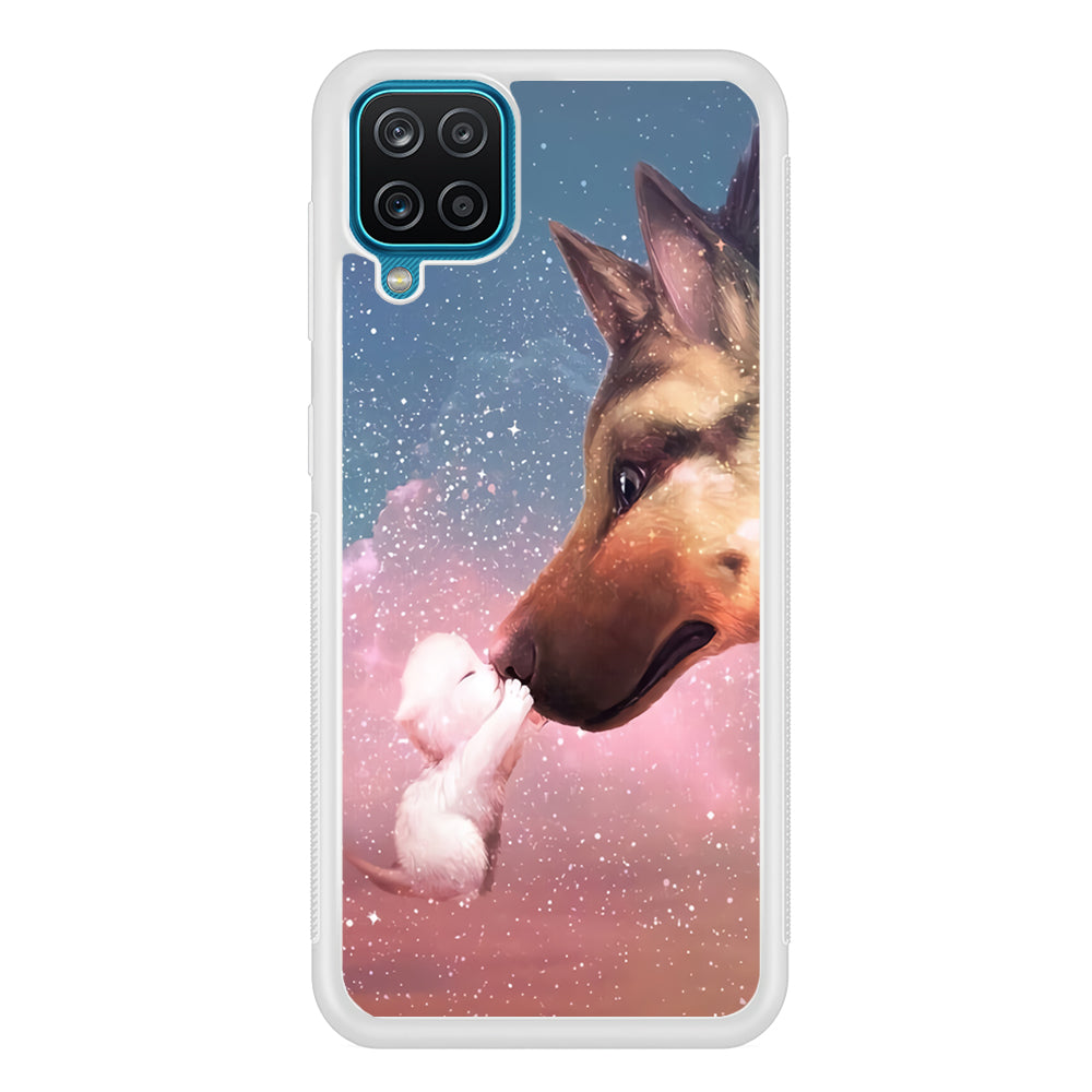 Cute Cat Kiss Dog Samsung Galaxy A12 Case-Phone Case-Rubber White (2D Case)-Altracase