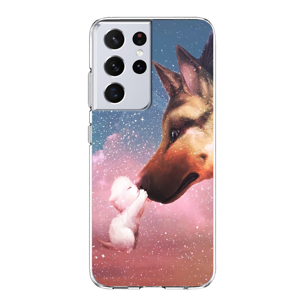 Cute Cat Kiss Dog Samsung Galaxy S21 Ultra Case-Phone Case-Clear Soft Case-Altracase