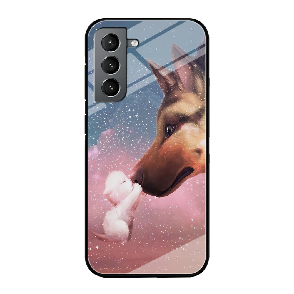 Cute Cat Kiss Dog Samsung Galaxy S22 Plus Case-Phone Case-Tempered Glass Case-Altracase