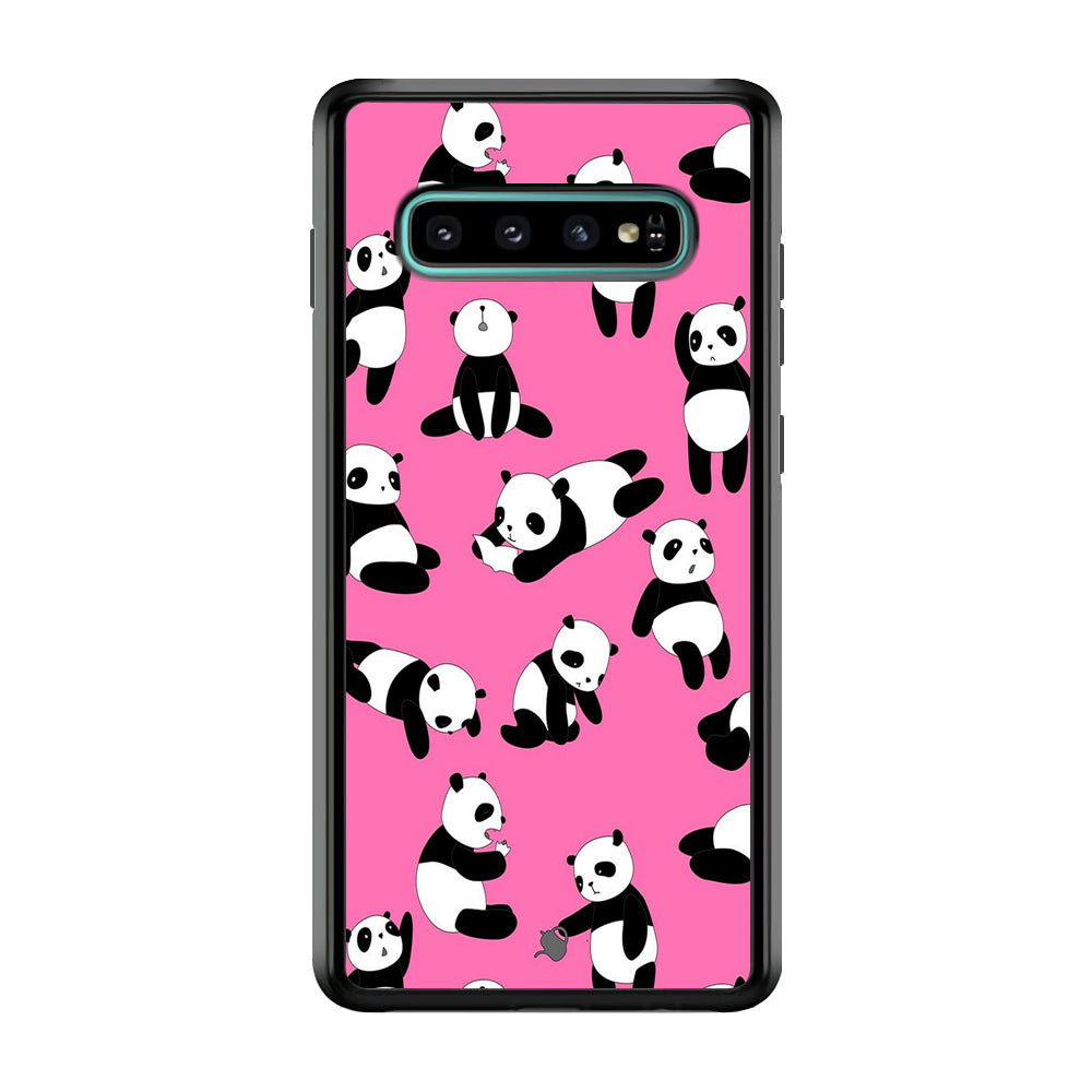 Cute Panda Samsung Galaxy S10 Case-Phone Case-Rubber Black (2D Case)-Altracase