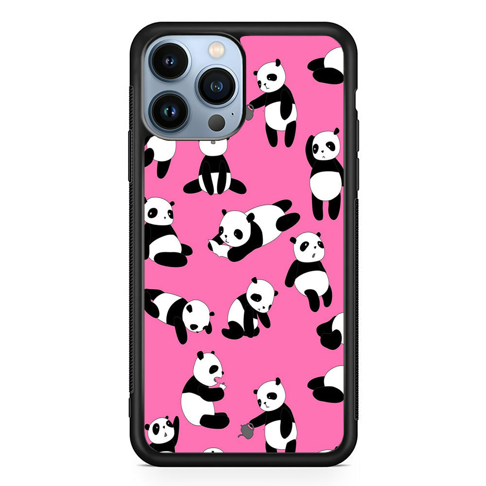 Cute Panda iPhone 14 Pro Case-Phone Case-Rubber Black (2D Case)-Altracase