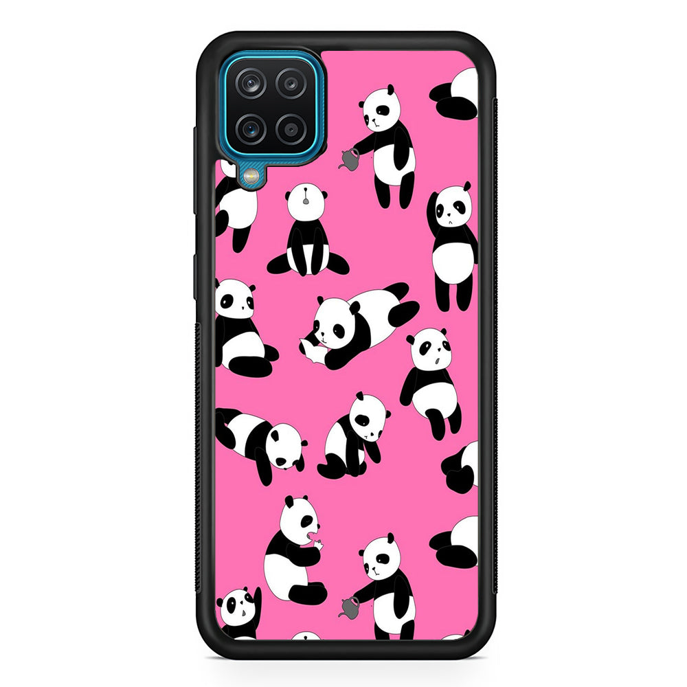 Cute Panda Samsung Galaxy A12 Case-Phone Case-Rubber Black (2D Case)-Altracase