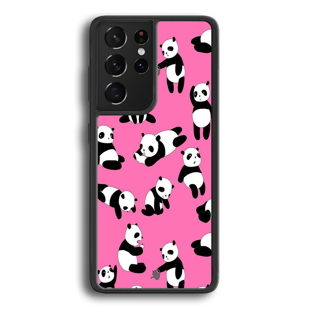 Cute Panda Samsung Galaxy S21 Ultra Case-Phone Case-Rubber Black (2D Case)-Altracase