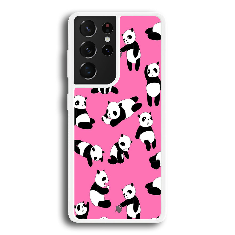 Cute Panda Samsung Galaxy S23 Ultra Case-Phone Case-Rubber White (2D Case)-Altracase