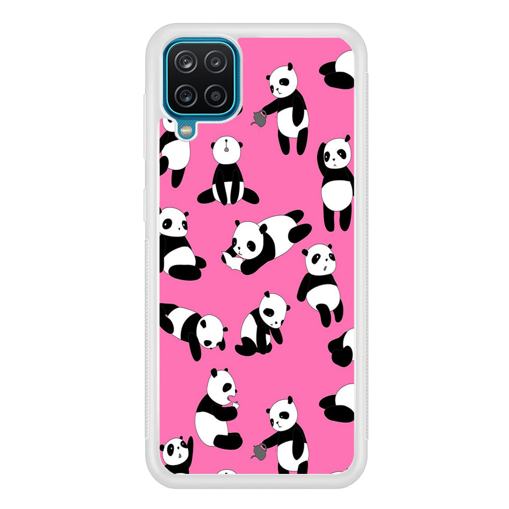 Cute Panda Samsung Galaxy A12 Case-Phone Case-Rubber White (2D Case)-Altracase