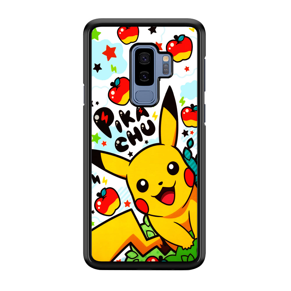 Cute Pikachu and Apple Samsung Galaxy S9 Plus Case-Phone Case-Tempered Glass Case-Altracase