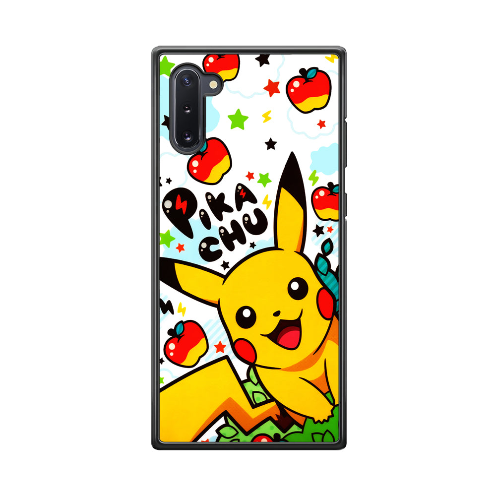 Cute Pikachu and Apple Samsung Galaxy Note 10 Case-Phone Case-Rubber Black (2D Case)-Altracase