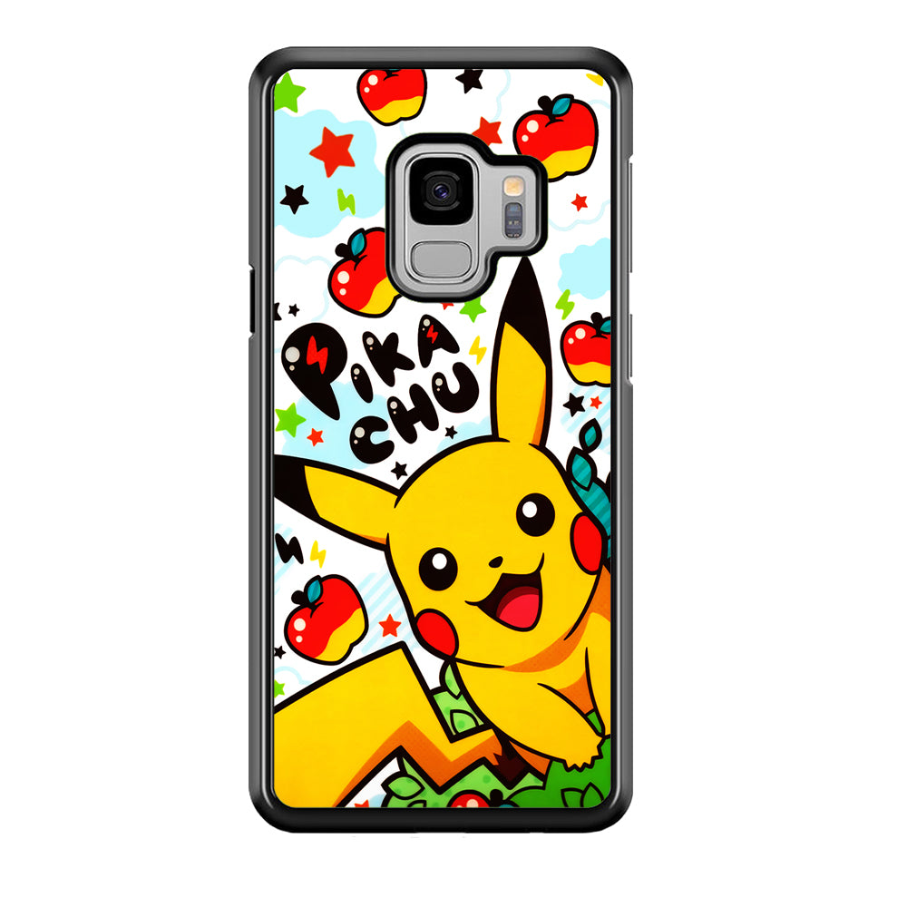 Cute Pikachu and Apple Samsung Galaxy S9 Case-Phone Case-Rubber Black (2D Case)-Altracase