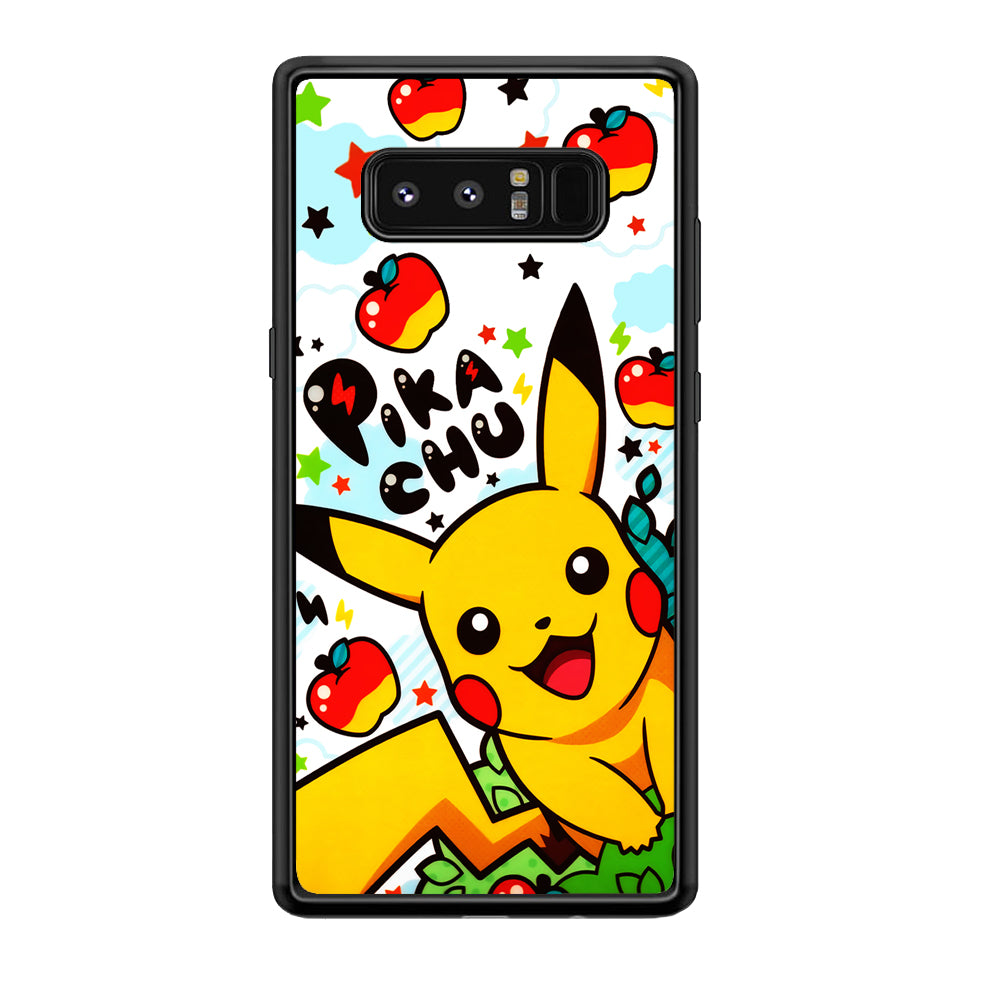 Cute Pikachu and Apple Samsung Galaxy Note 8 Case-Phone Case-Rubber Black (2D Case)-Altracase
