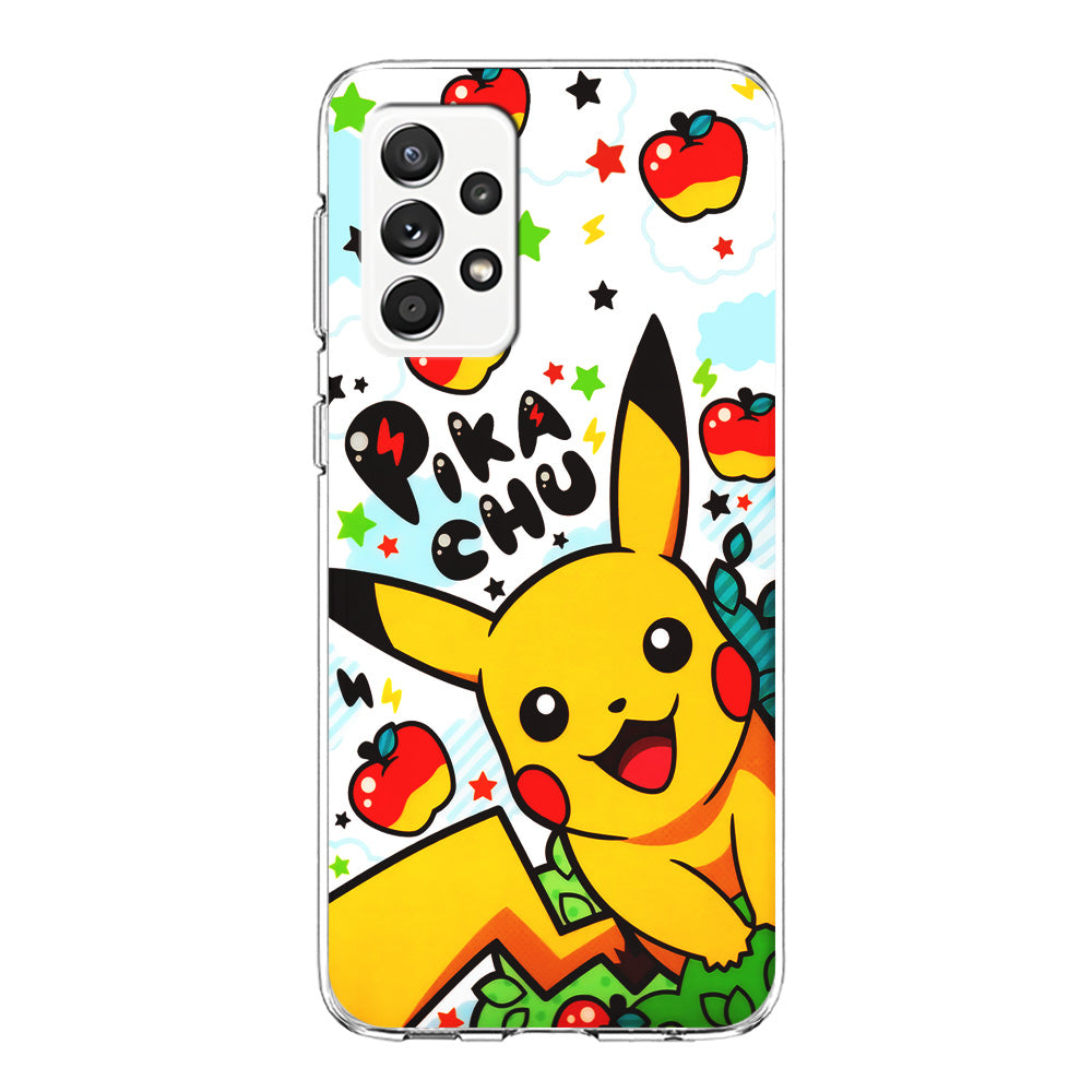 Cute Pikachu and Apple Samsung Galaxy A52 Case-Phone Case-Clear Soft Case-Altracase