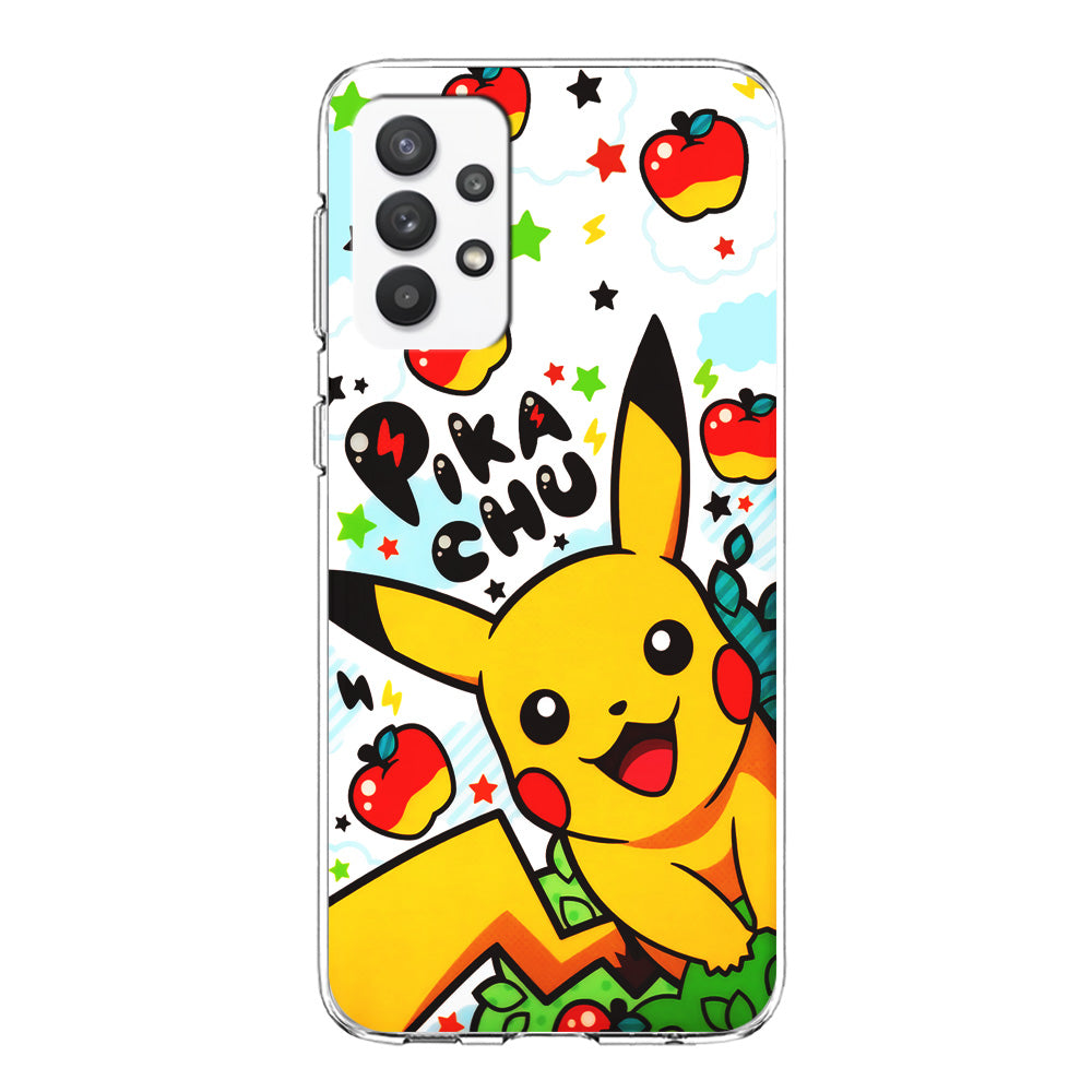 Cute Pikachu and Apple Samsung Galaxy A32 Case-Phone Case-Clear Soft Case-Altracase