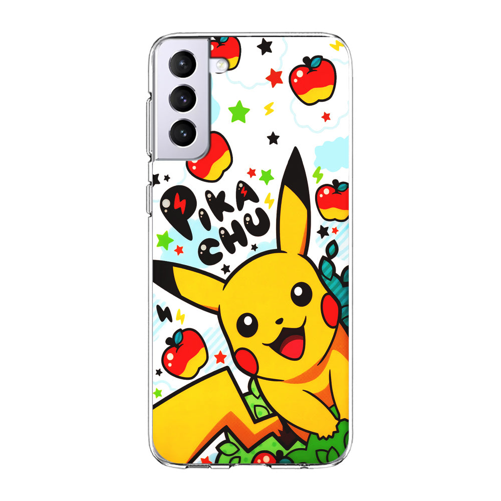 Cute Pikachu and Apple Samsung Galaxy S21 Plus Case-Phone Case-Clear Soft Case-Altracase