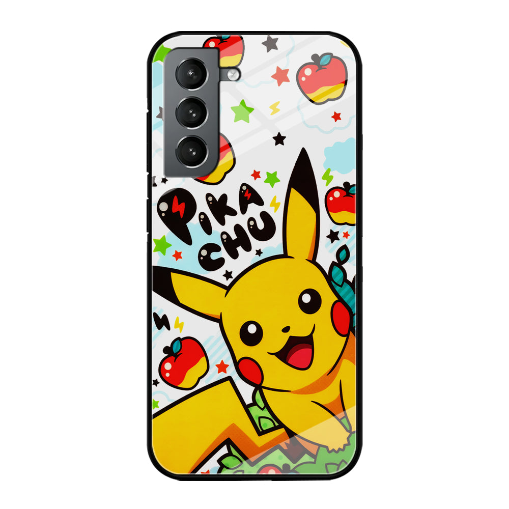 Cute Pikachu and Apple Samsung Galaxy S22 Plus Case-Phone Case-Tempered Glass Case-Altracase