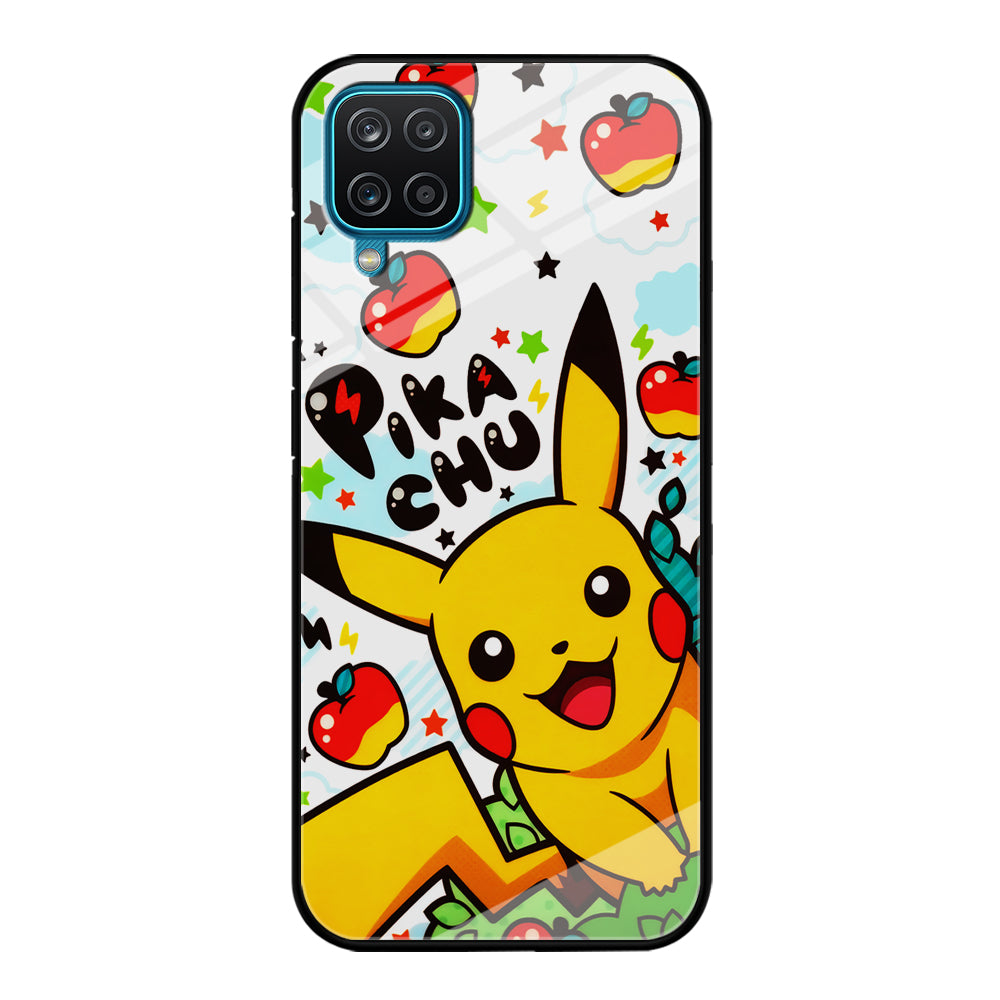 Cute Pikachu and Apple Samsung Galaxy A12 Case-Phone Case-Tempered Glass Case-Altracase