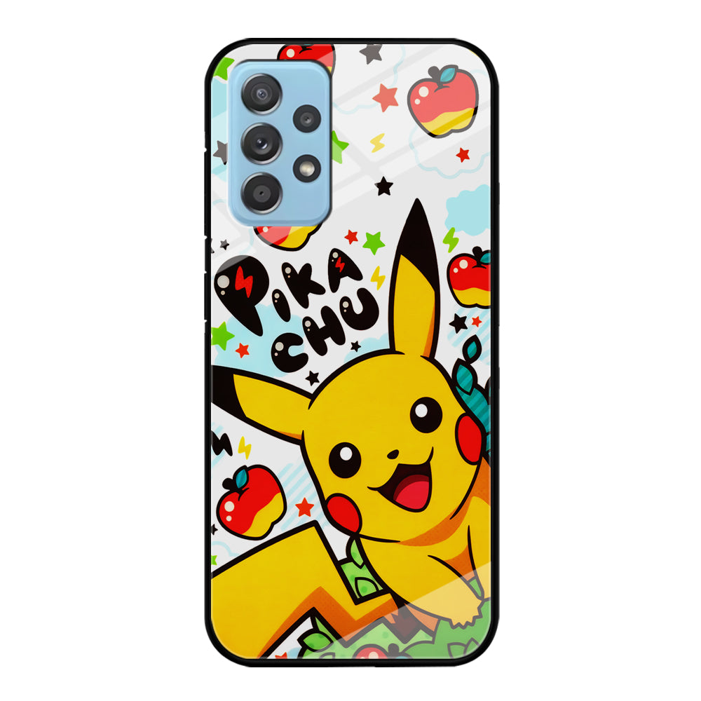 Cute Pikachu and Apple Samsung Galaxy A72 Case-Phone Case-Tempered Glass Case-Altracase