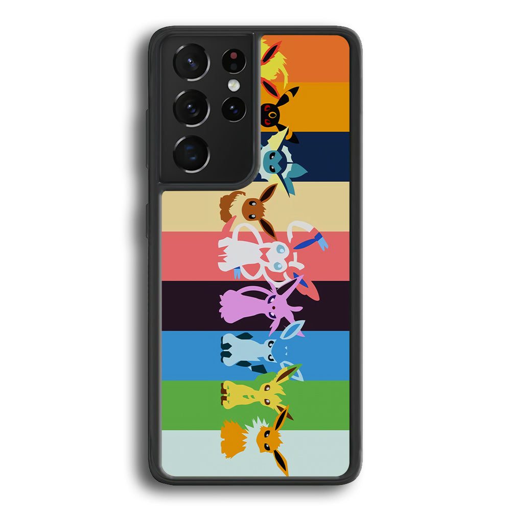 Cute Pokemon Evolutions Samsung Galaxy S21 Ultra Case-Phone Case-Rubber Black (2D Case)-Altracase