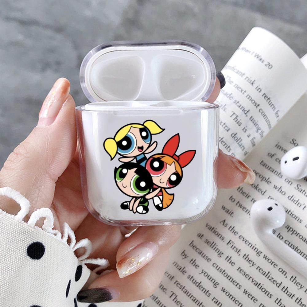 Cute Powerpuff Girls Hard Plastic Protective Clear Case Cover For Apple Airpods-AirPod Case-Altracase