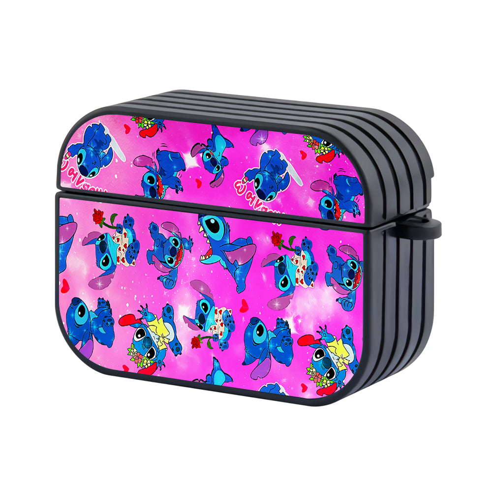 Cute Stitch Pattern Pink Hard Plastic Case Cover For Apple Airpods Pro 2-AirPod Case-Altracase