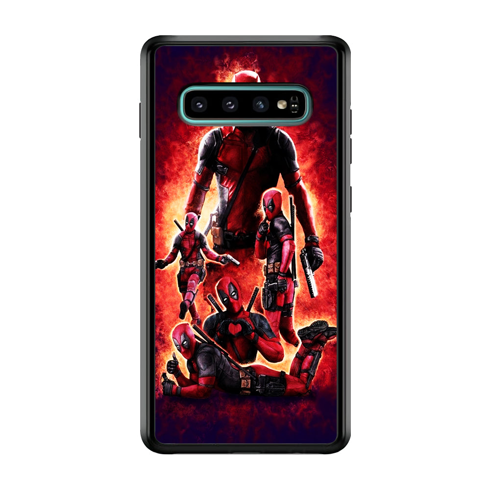Deadpool On Fire Samsung Galaxy S10 Case-Phone Case-Rubber Black (2D Case)-Altracase