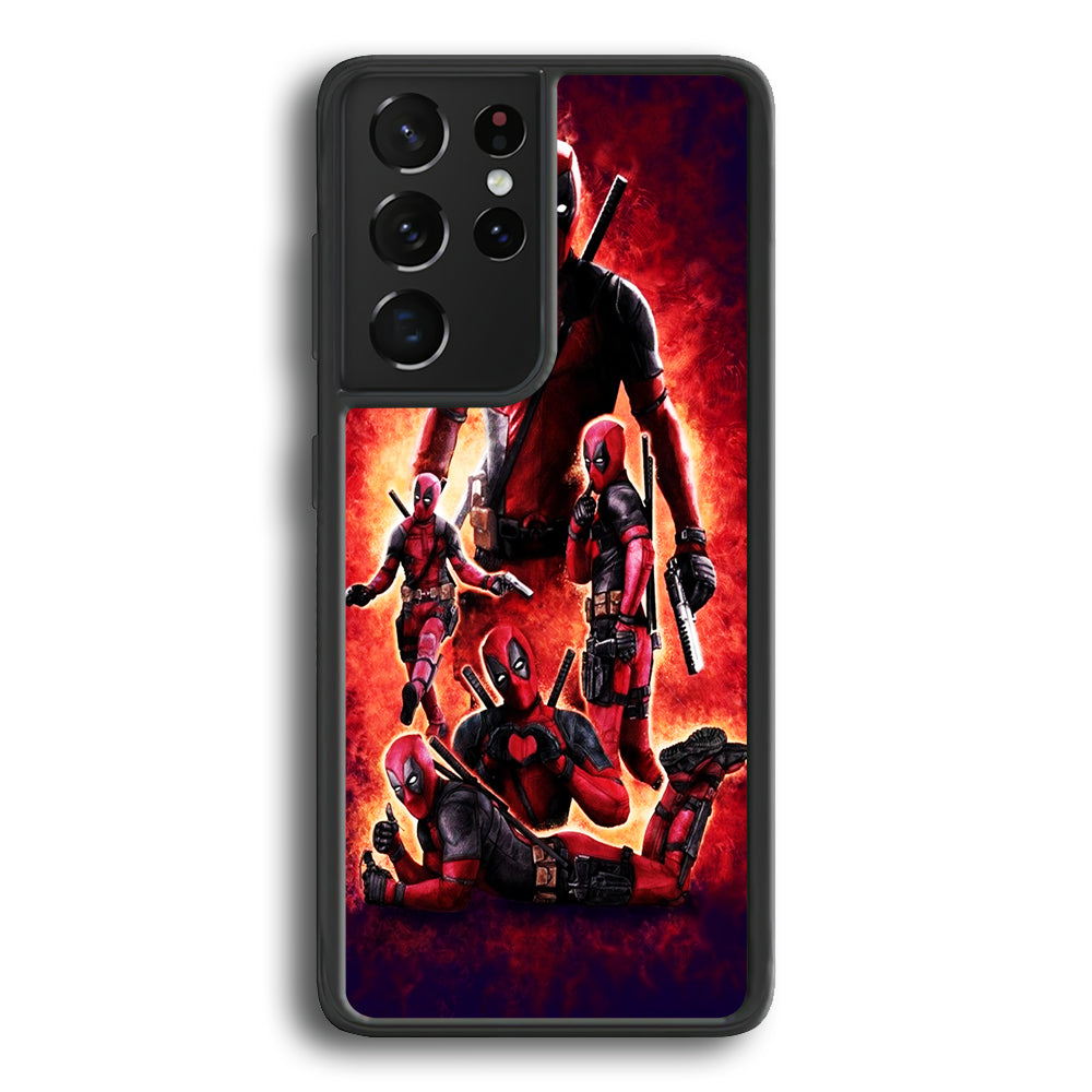 Deadpool On Fire Samsung Galaxy S21 Ultra Case-Phone Case-Rubber Black (2D Case)-Altracase