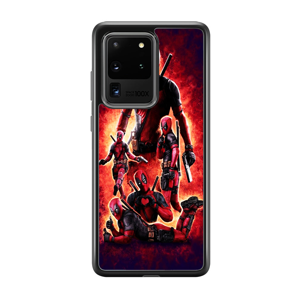 Deadpool On Fire Samsung Galaxy S20 Ultra Case-Phone Case-Rubber Black (2D Case)-Altracase