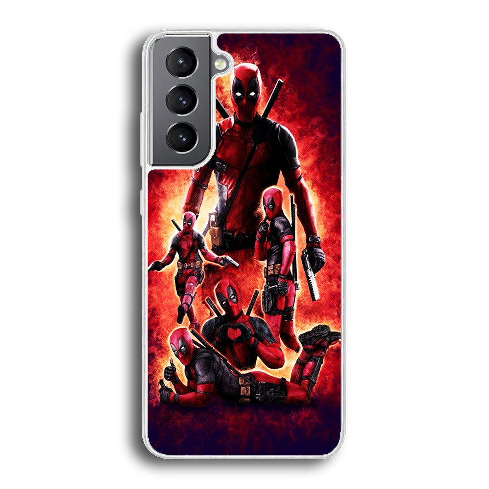 Deadpool On Fire Samsung Galaxy S21 Plus Case-Phone Case-Rubber White (2D Case)-Altracase