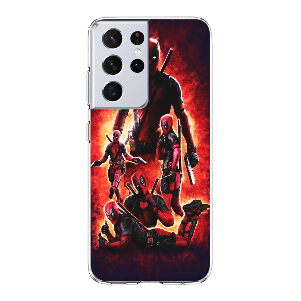 Deadpool On Fire Samsung Galaxy S21 Ultra Case-Phone Case-Clear Soft Case-Altracase